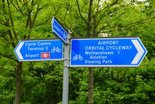 Manchester Airport Orbital Cycleway sign